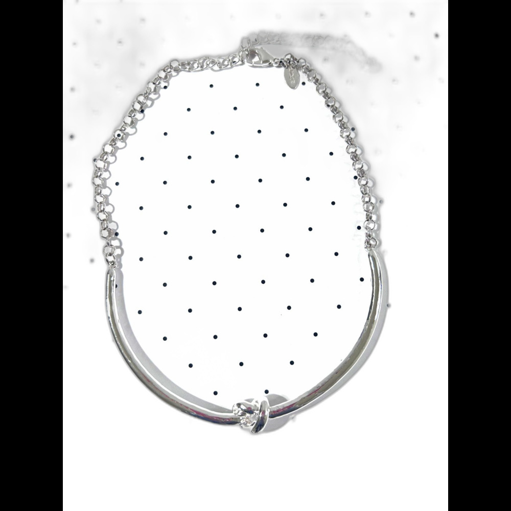 Chico's Necklace Silver Tone Metal Knotted Yoke Chain 18"